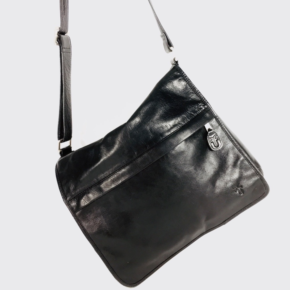 Frye Black Leather Messenger Bag Laptop Briefcase